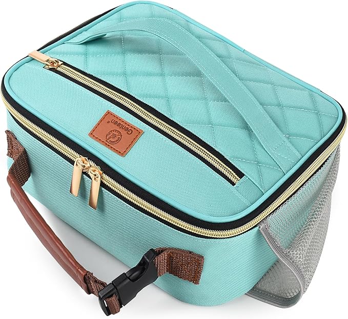 Genteen Lunch Box for Men Women Adults Kids - Insulated LunchBox Reusable, Zip Closure & Buckle Handle, Portable Cooler for Work, School, Travel (Light Green)