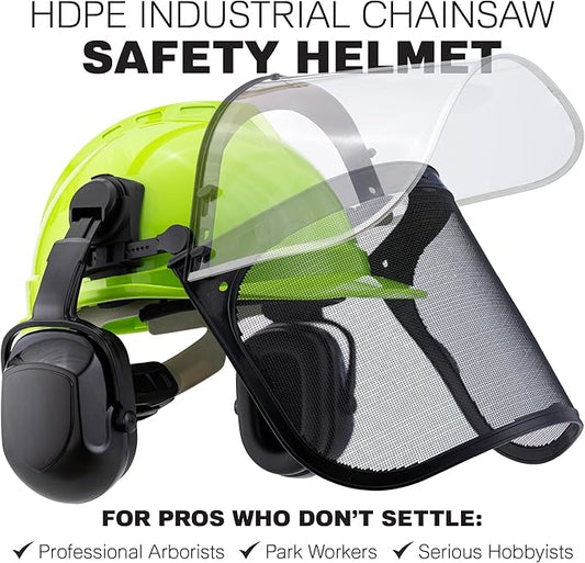 Raxwell Chainsaw Safety Helmet – ANSI Certified 6-in-1 Forestry Hard Hat with Ear Muffs, 2 Visors, Goggles & Earplugs – 30dB Noise Reduction – Adjustable PPE for Arborists, Logging & Tree Work