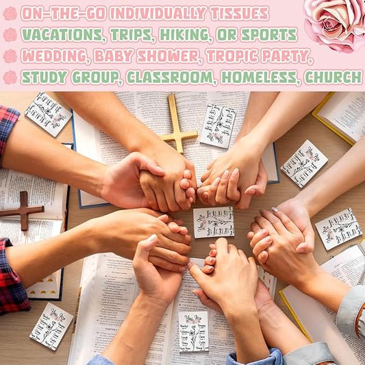 Therwen 100 Pack Pocket Tissues Travel Packs Bulk 1000 Sheet Mini Tissues Bulk 3 Ply Small Travel Size Paper Individual Pocket Size (Inspirational)