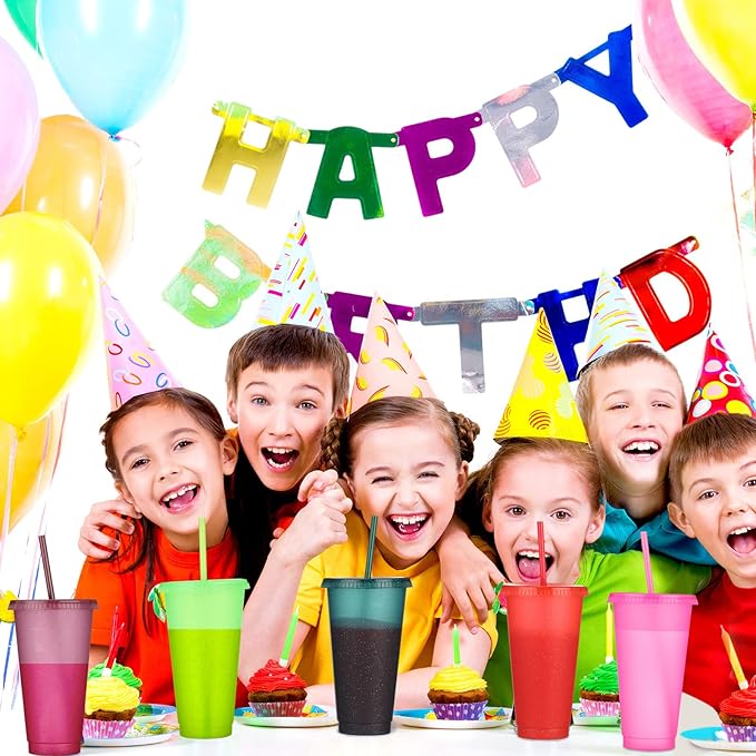 Honeydak 60 Pack Tumbler with Straw and Lid Bulk Glitter Plastic Cups Water Bottle Iced Coffee Travel Mug Reusable Party Favor Cups for Birthdays travel 24-27 oz (Assorted Color)