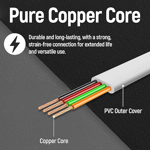 Uvital Phone Extension Line, 10 FT White Telephone Extension Line Cord Cable Wire,RJ11 6P4C Phone Cord for Landline/Fax Machine/Home/Office