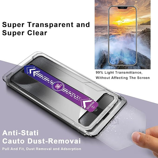 CHISHA 2-Pack Screen Protector Tempered Glass for iPhone 12 Pro Max 6.7-Inch, Auto Dust Removal, No Bubbles, High Definition Clear, Easy Installation
