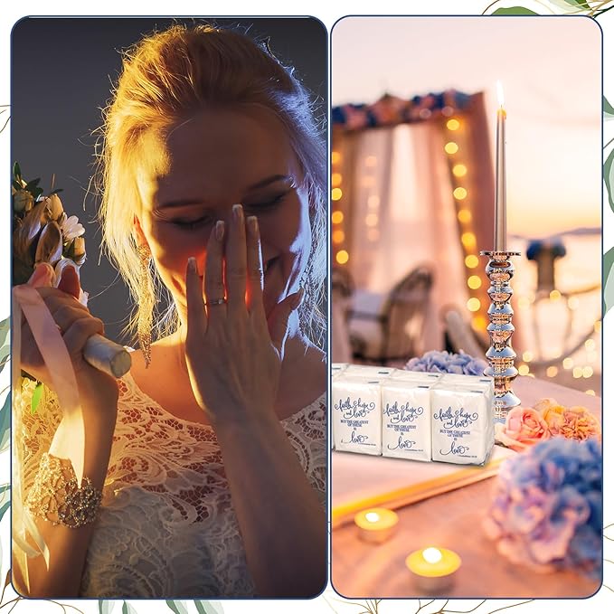 Spiareal 50 Pcs Blue Mother of the Bride Happy Tears Tissues for Wedding Bulk 3 Ply Mother of the Bride Tissues Pocket Paper Mini Travel Size for Party Favor Christian Wedding Gifts