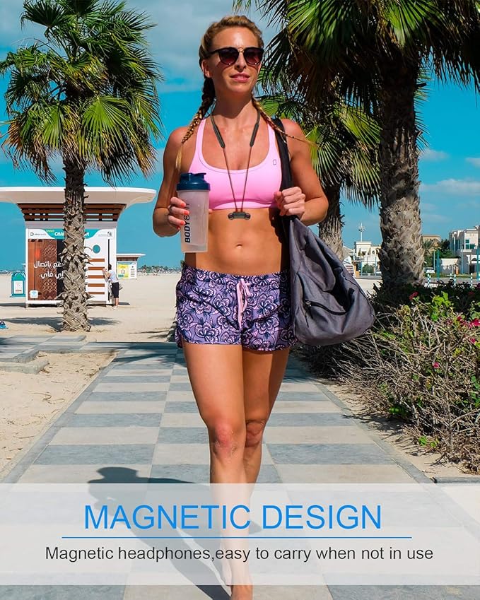 NANAMI Bluetooth Earbuds, 5.3 Bluetooth Wireless Headphones, IPX7 Waterproof, in-Ear Earphones with Mic, Noise Cancelling Headsets, Magnetic Neckband, 18 Hours Playtime for Gym, Sports (Red with Red)