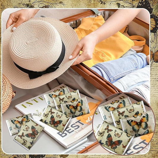 50 Pack Butterfly Pocket Tissues Individual Packs Retro Butterfly Pocket Facial Bulk 3 Ply Wallet Travel Tissues for Summer Wedding Party Supplies