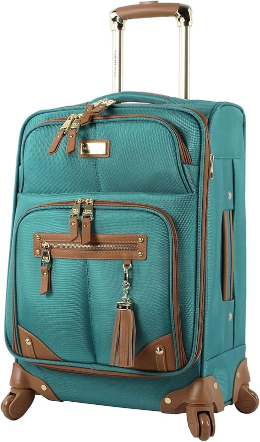 Steve Madden Unisex-Adult (Luggage only) Carry on Bag with Spinner Wheels, Harlo Teal Blue, 20in