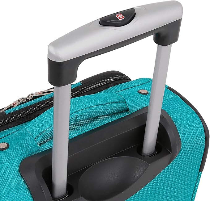 SwissGear Sion Softside Expandable Luggage, Teal, Checked-Medium 25-Inch