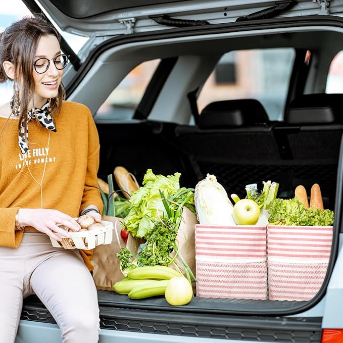 Lifewit Extra Large Tote Bag, Reusable Grocery Bags with Metal Wire Frame and Handles, Standing Utility Foldable Shopping Bags for Storage, Picnics, Beach, Pool, Laundry, Car, Camping, 1 Pack, Pink