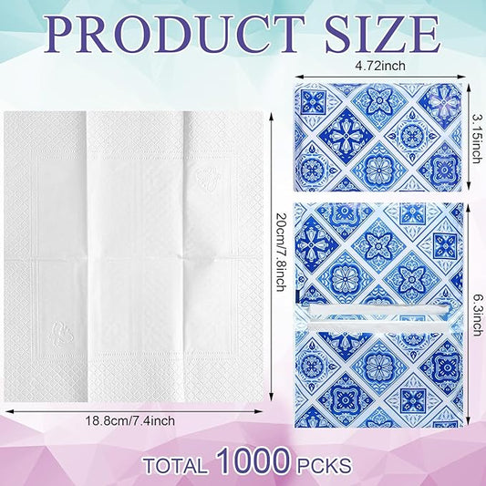 PerKoop 100 Pack Pocket Tissues Travel Slim Packs Small Facial Tissues Wallet Size Toilet Paper for Travel Guest Wedding Supplies, 4 Styles(Geometric Flower)