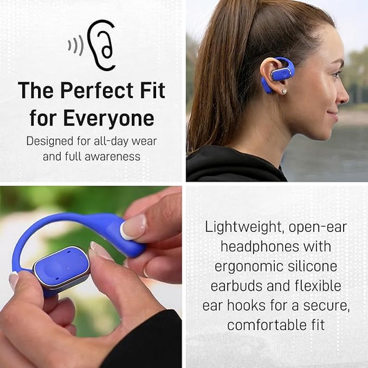 Groovz Open-Ear True Wireless Headphones with Smart Battery Display - Designed and Engineered in The USA - IPX5-Rated Bluetooth Open Ear Earbuds Compatible with Apple & Android - Carbon Fiber