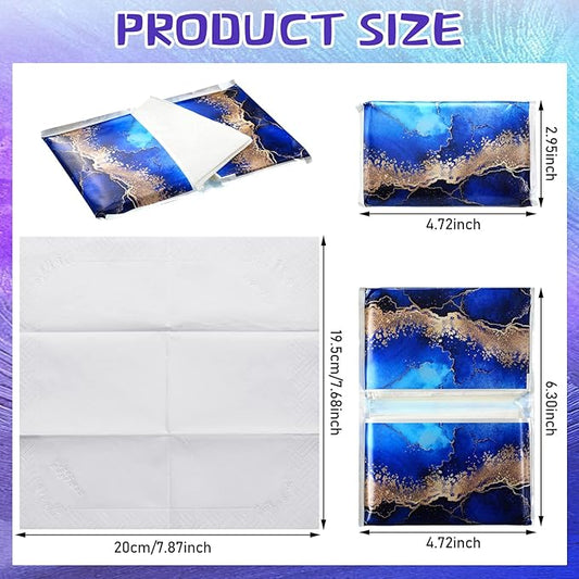 24 Packs Travel Size Tissue Pocket Slim Pack Facial 3 Ply Wallet Size Pocket Tissues for Travel Wedding Party Favors, 6 Styles(Marble Print)