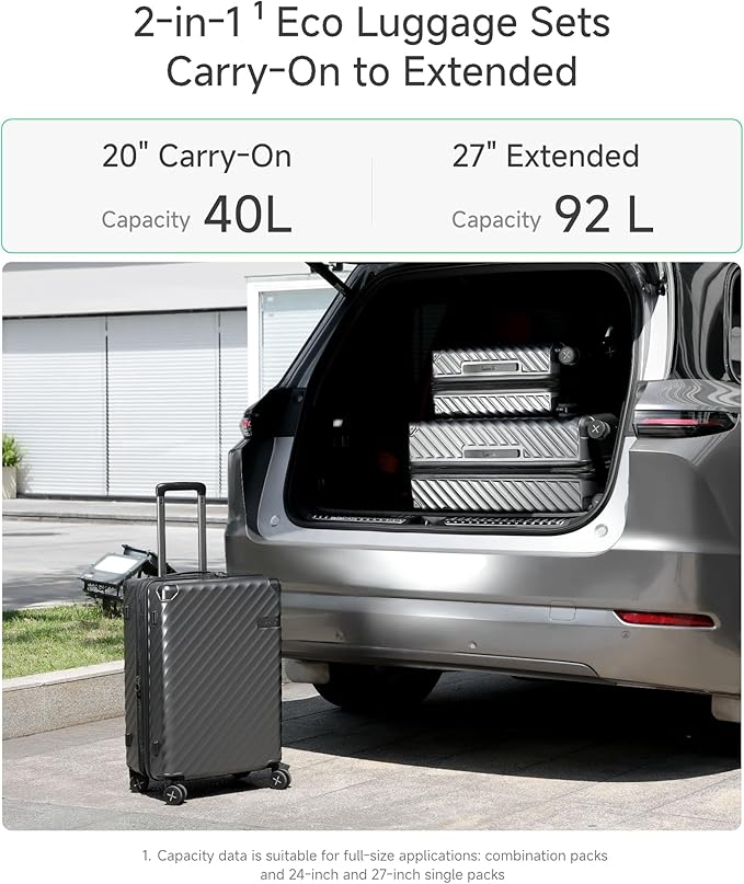 LUGGEX Luggage with Spinner Wheels, Polycarbonate Expandable Hard Shell Suitcase