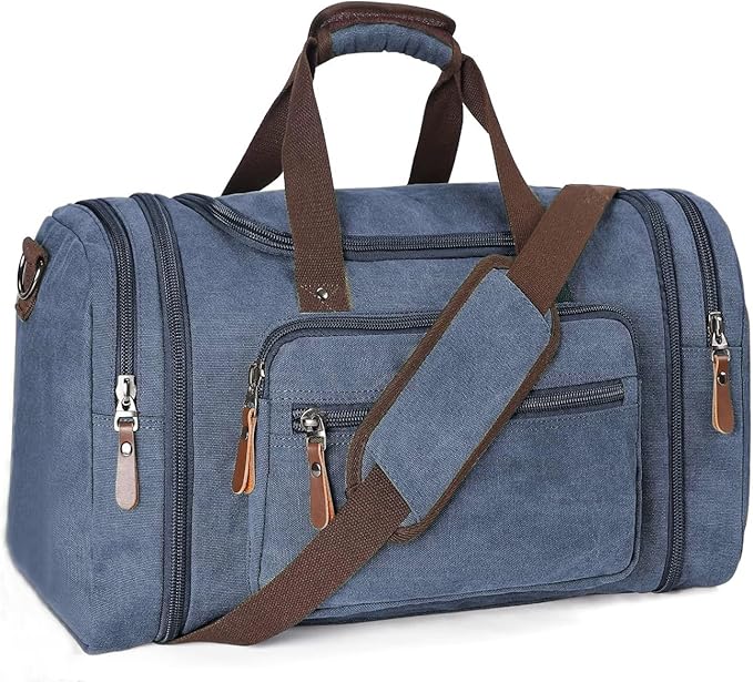 Sechunk Duffle Bag Canvas Large Outdoor Shoulder Bag Overnight Handbag Travel Tote Luggage Weekender Bag