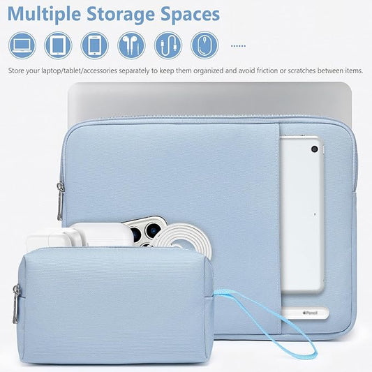 HYZUO 13 Inch Laptop Sleeve Bag Set for MacBook Air 13 M4/M3/M2/M1 2025-2018, MacBook Pro 13 M2/M1 2025-2016, iPad Pro/Air 13, XPS 13, Surface Pro, Notebook Case for 12"-13" Tablet, Pale Blue