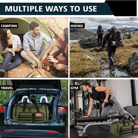 Tactical Gym Bag for Men,50L Large 3 in 1 Sports Duffle Bag with Shoes Compartment for Travel,Water Resistant Travel Backpack Weekender Overnight Bag with Wet Pocket for Women