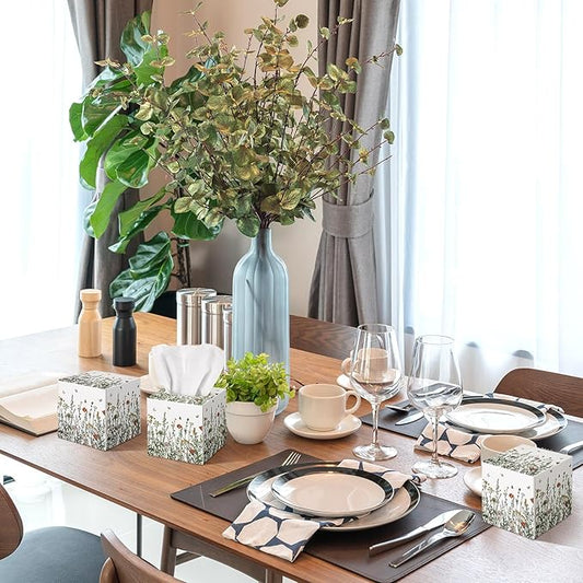 12 Pack Spring Facial Tissues Cube Face Boxes 600 Sheets 3 Ply Small Square Tissues Bulk for Spring Summer Car Bedroom Supplies(Wildflowers)