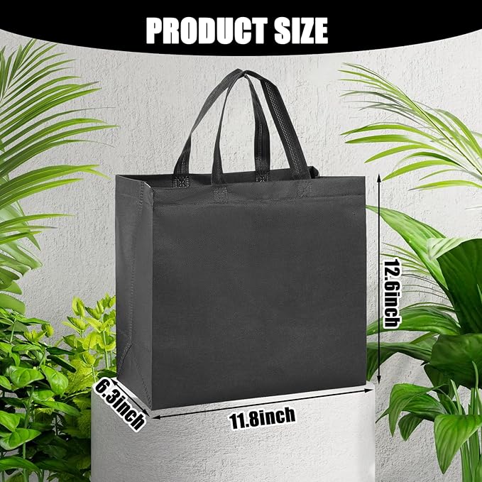 50Pcs Reusable Non Woven Shopping Bags Large Foldable Totes Bag with Handles Grocery Handbag Bulk for Boutiques
