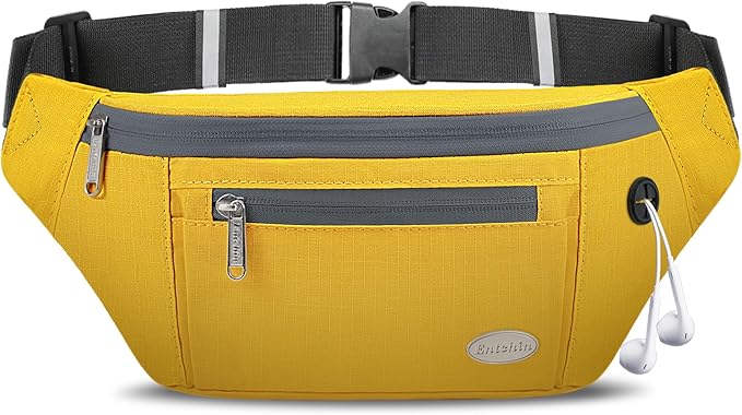 Entchin Fanny Pack for Women Men,Crossbody Belt Bag with 4-Zipper Pockets,Adjustable Waist Bag Pack,One of the Most Popular Travel Essential Gifts for Walking,Traveling,Cycling