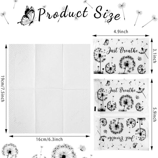 Geyee 50 Packs Facial Tissue Travel Packs Disposable Pocket Tissues for Wedding Guest Travel School Purse Home Supplies, 500 Sheets 3 Ply(Dandelion)