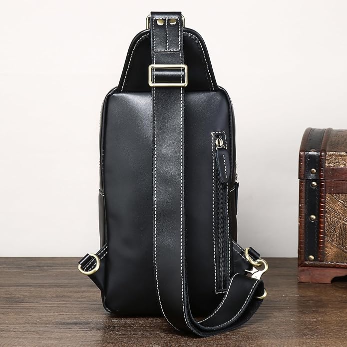 Genuine Leather Sling Bag for Men Women Backpack Chest Shoulder Satchel Crossbody Bags Casual Outdoor Daypack