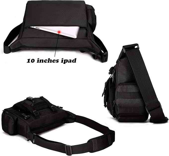 ArcEnCiel Tactical Messenger Bag Men MOLLE Sling Shoulder Pack with Patch