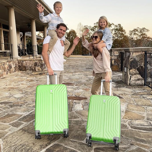 AnyZip Expandable Luggage, 24 Inch Hard Shell Checked Suitcase, Rolling Lightweight Travel Suitcases with Wheels TSA Lock (LightGreen)