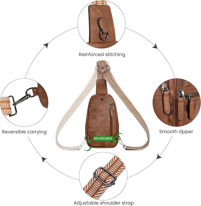 HESHE Sling Bag for Women Anti Theft Small Crossbody Bags Faux Leather Fanny Pack RFID Blocking Cross Body Purse for Travel