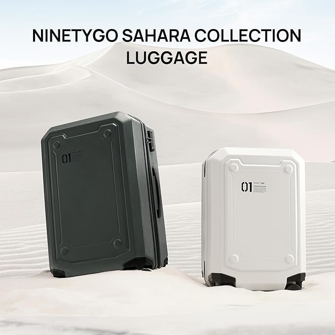 NINETYGO Carry On Luggage 22x14x9 Airline Approved, Carry On Suitcase with Smooth Double Spinner Wheels, Hard Shell PC+ABS Suitcase Carry-On, Lightweight Travel Luggage, TSA Approved (Green, Sahara)