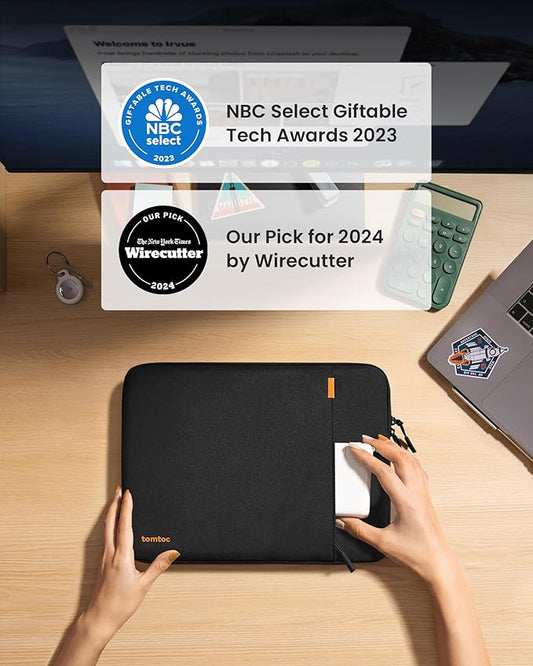 tomtoc 360 Protective Laptop Case Sleeve for 14 Inch Lenovo, HP, ASUS, Dell, Acer Laptop Notebook Ultrabook, Water-Resistant Shockproof Computer Bag with Accessory Pocket