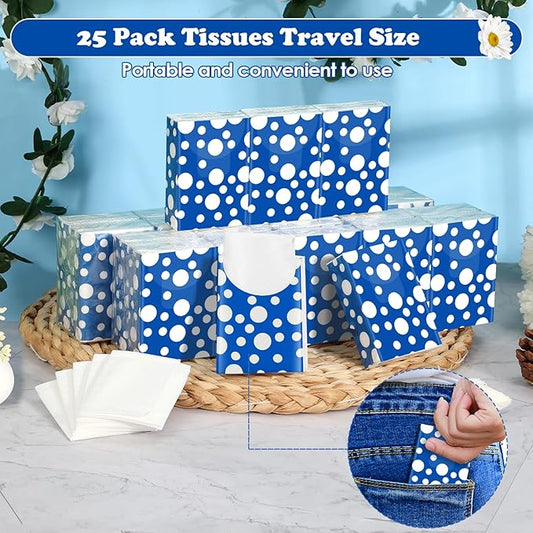 25 Pack Pocket Tissues 250 Sheets Small Mini Travel Size Tissue Packs 3 Ply Unscented with Unique Embossing Process Individual Portable Tissue Pack for Purse Travel Camping
