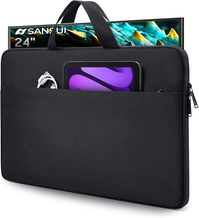 24 Inch Portable Monitor Case, Protective Carrying Sleeve for 23.8-24 inch portable monitors InnoView 23.8"/ASUS ZenScreen 24"/ViewSonic TD2423D 24 Inch Portable Monitor Case Bag, Black