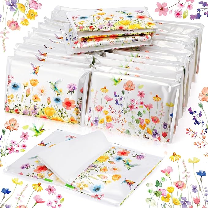 50 Pack Summer Floral Pocket Tissues Individual Packs Wildflower Wallet Tissue Travel Bulk 3 Ply Flower Facial Pocket Packets for Summer Wedding Birthday Party Supplies