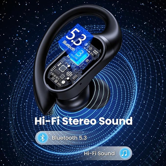 Wireless Earbuds Bluetooth Headphones 90Hrs Playtime Ear Buds IPX7 Waterproof Sports Earphones Wireless Charging Case Over-Ear Earhooks Headest