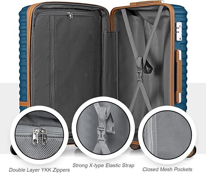 Joyway Carry on 20Inch &24 In Checked Luggage Set, 2-Piece Expandable Suitecase Set with Spinner Wheel, Hard Shell Suitcase with TSA Lock(Navy Blue)