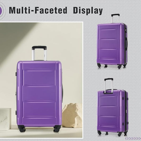Merax Luggage Set 2 Piece Suitcase Sets with Spinner Wheel,Lightweight Hardside Expandable Travel Laggage with TSA Lock,Suitcase with Travel Bag(20"/24",Purple)