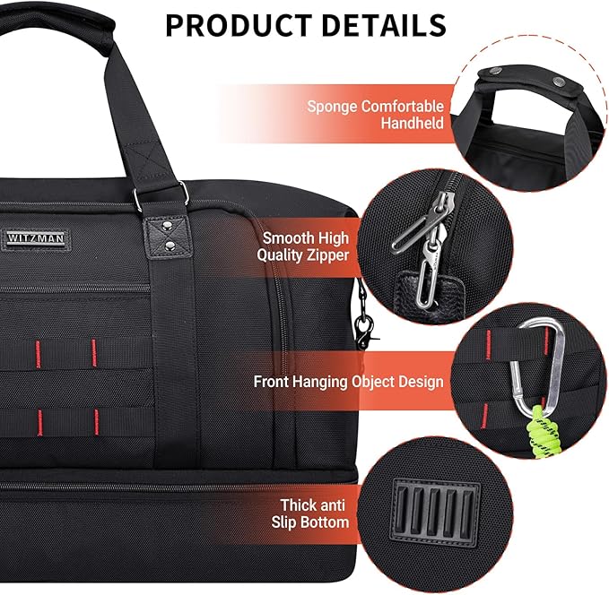 WITZMAN Travel Duffle Bags for Men Weekender Bags with Toiletry Bag Sets Carry On Overnight Bag 55L (B696 Black)