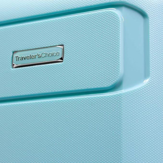 Traveler's Choice Pagosa Indestructible Hardshell Expandable Spinner Luggage, Baby Blue, 26-Inch Medium