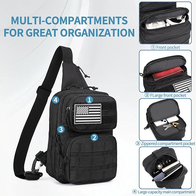 Wotony Tactical Crossbody Bag for Men - Durable Sling Bag with Cross Body Design EDC Shoulder bag