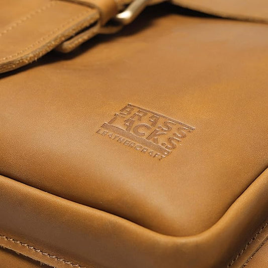 Top Grain Leather Backpack for Men Vintage Handmade Large 15.6 inch Laptop Rucksack Backpack Brown for Business Work