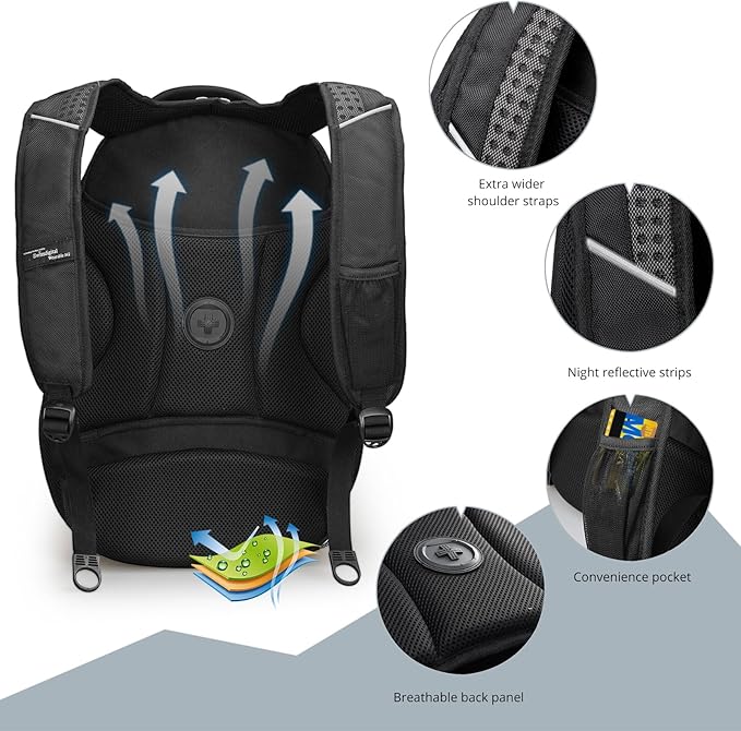 Travel Backpack For Men, Business Laptop Backpack With USB Charging Port, Fits 15.6" Computer, Black