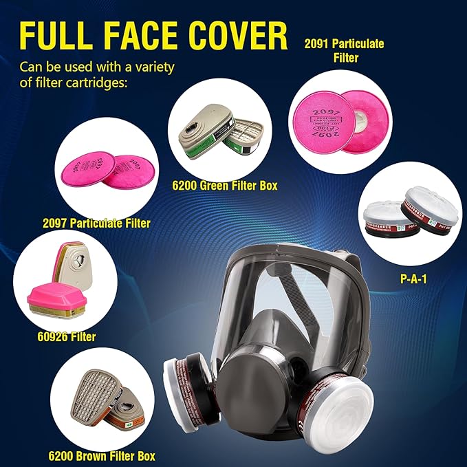 Gas Masks Survival Nuclear and Chemical, Full Face Gas Mask with Activated Carbon Filter