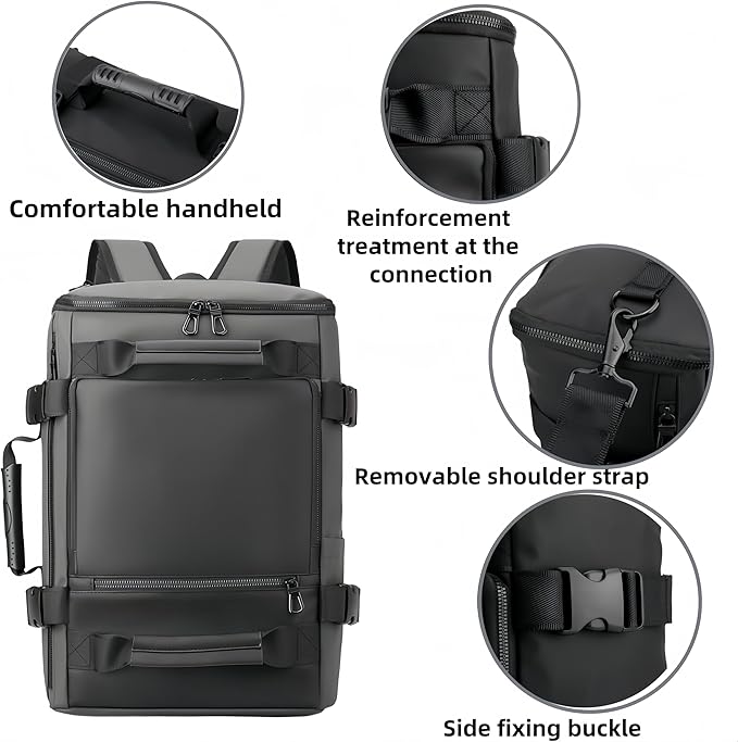 Carry On Backpack Travel Backpack for Men & Women, Durable Convertible Duffle Bag Fit for 16 Inch Laptop for Fitness, Travel (Gray)
