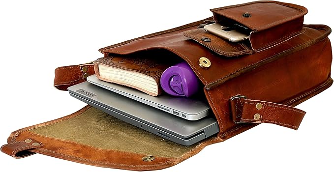 Leather Satchel Tablet Bag Laptop Case Office Briefcase Messenger Gift for Men Computer Distressed Shoulder Bag