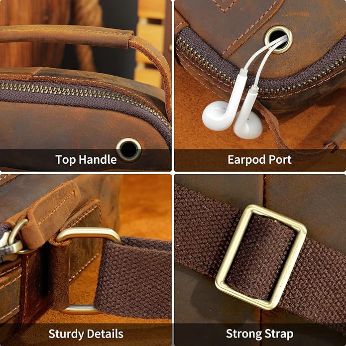 NIUCUNZH Genuine leather man purse mens crossbody sling bag small messenger shoulder Satchel