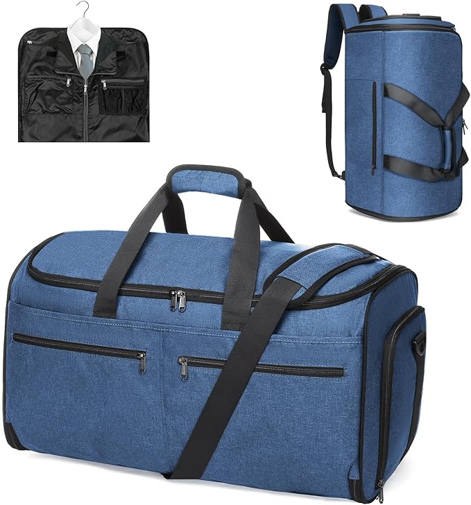 Bukere Garment Duffle Bags for Travel, Convertible Carry on Bag with Shoe Compartment, 3 in 1 Travel Suit Bag with Backpack Shoulder Strap for Men Women