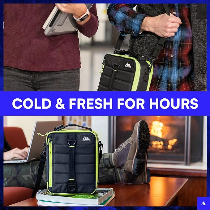 Arctic Zone Ultimate Upright Expandable Lunch Pack, Dual Compartment Insulated - Black