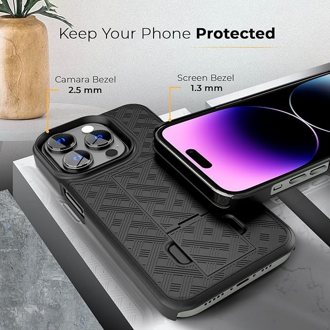 MOTIVE for iPhone 14 Pro Max Holster Case, Belt Clip Case for Apple iPhone, Shell Holster Combo 14 Pro Max, Slim Rugged Drop Shockproof Protective Cover Kickstand, 6.7" PM | Ranger Series