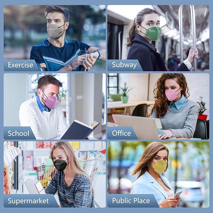 HALIDODO Face Mask 100 Pack Breathable 5-Layer Filter Efficiency≥95%