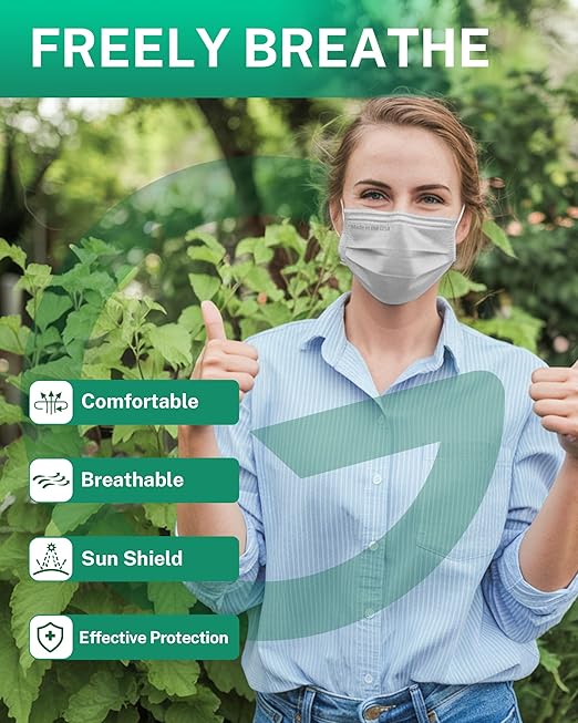 Disposable Face Masks Made in USA, 4 Ply for Families, Students, Breathable All-Day Wear & Safety, FSA HSA Eligible, ASTM Level 3 Medical Grade, 50 Pack, Dusky Bloom