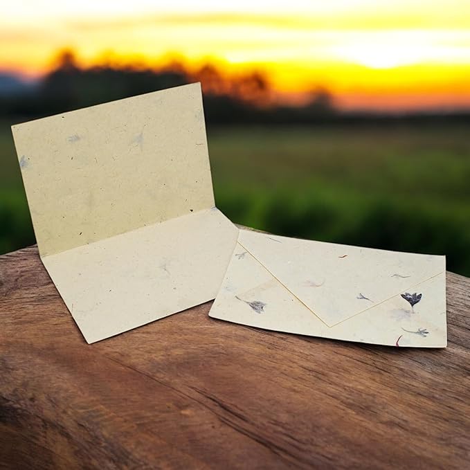 Kathmandu Valley Co. Nepali Cherish Greeting Card & Envelope Box Set with Handmade Lokta Paper from Nepal, 15 Greeting Cards (Cornflower)